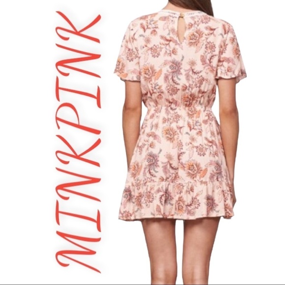 NWT MINKPINK Lola Floral Multi V-Neck Boho Mini Dress, Size Large - Picture 5 of 14